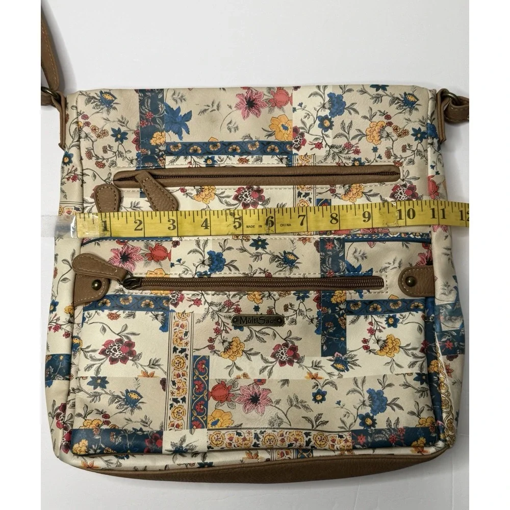 MultiSac Crossbody Bag Purse Floral Pockets Hippie Cottage Tan Boho Teacher Mom